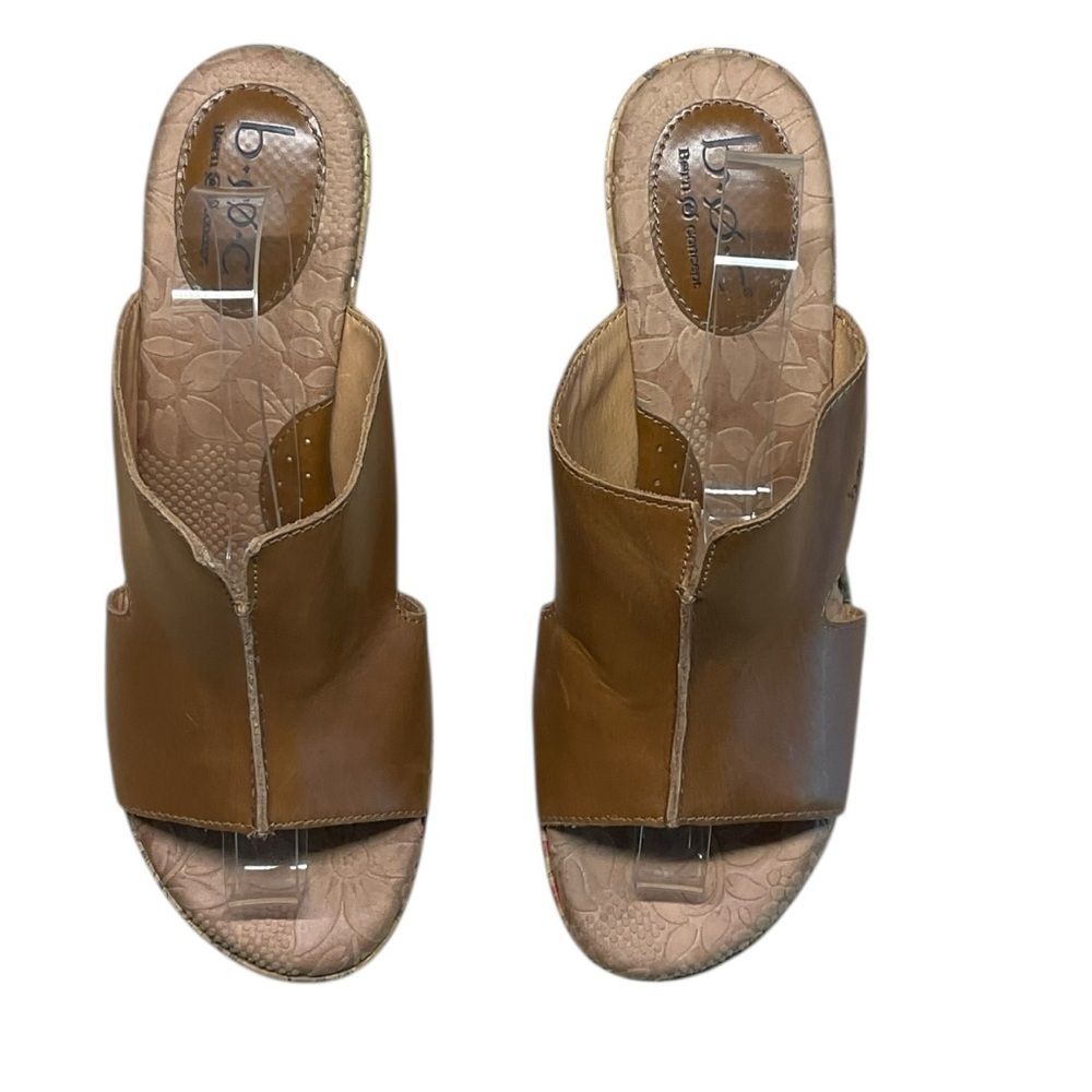 BOC Born of Concept Light Brown Dianna Leather Slip-On Wedge Sandals Size 7